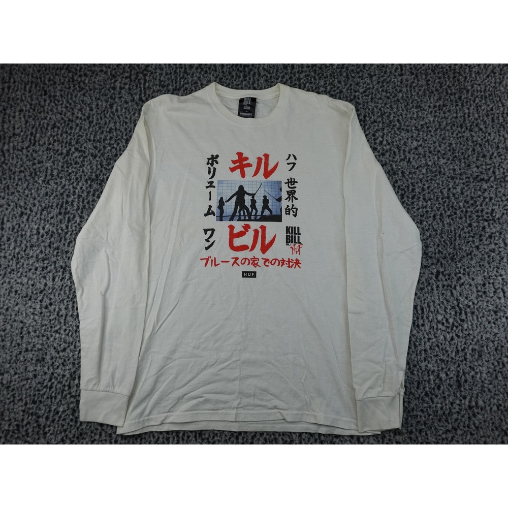 HUF Kill Bill Long Sleeve Shirt Mens L White Good Japanese Graphic Tee